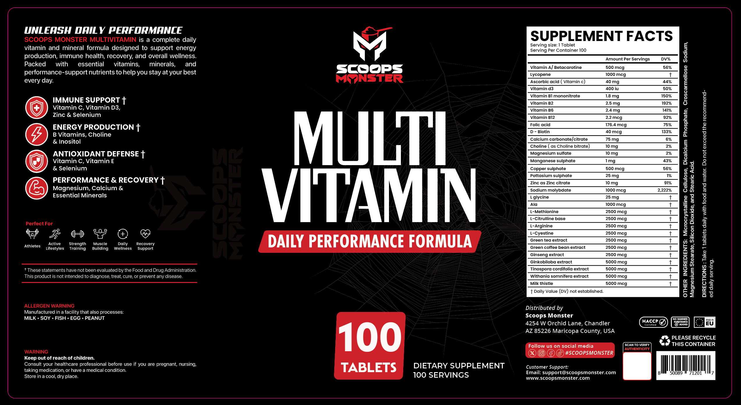 Multi Vitamin Daily Performance Formula — Unflavored